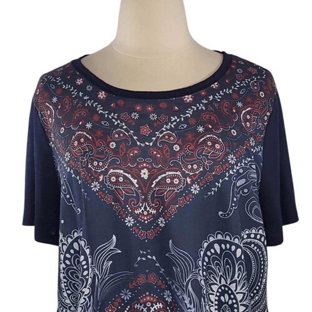 Kim Rogers Navy Blue Floral Embellished Top‎ - Picture 2 of 12